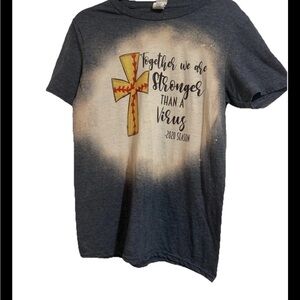 Gildan Dark Gray Graphic Tee with Yellow Cross